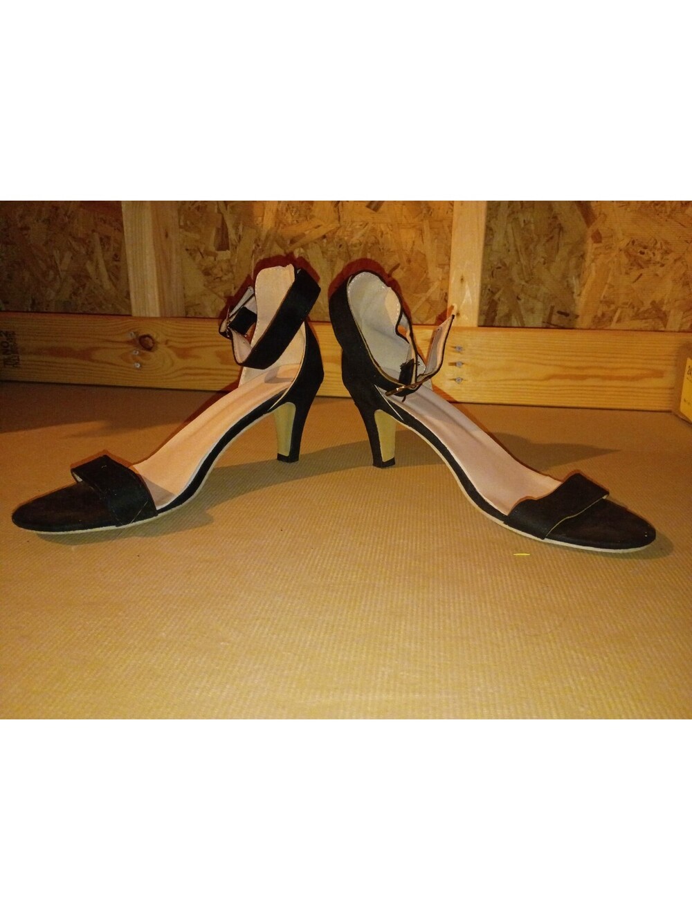 Black Ankle Strap High Heel Sandals Size 40